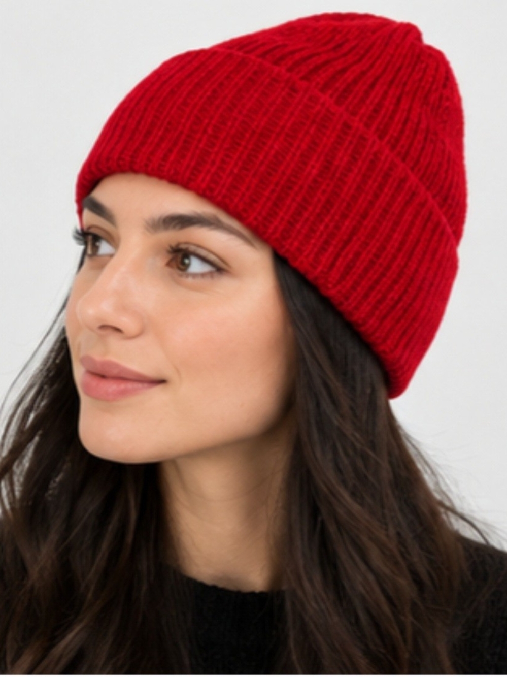 Red Knit Beanie Hat - Unisex